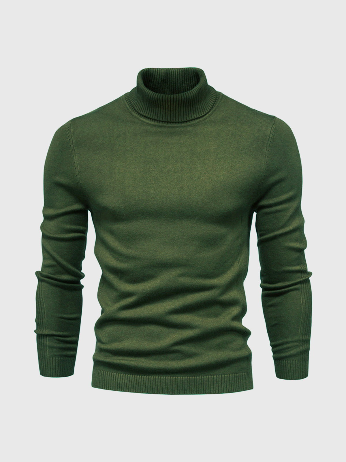 Rollkragenpullover – Schmal geschnitten – Rollkragen – Strickpullover – Herrenpullover-Dunkelgrün-S-Chaps Herrenmode