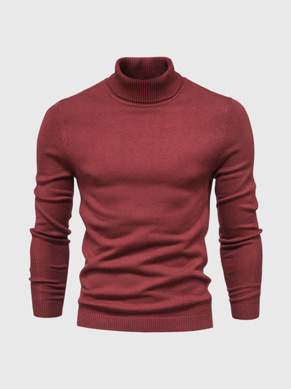 Rollkragenpullover – Schmal geschnitten – Rollkragen – Strickpullover – Herrenpullover-Dunkelrot-S-Chaps Herrenmode