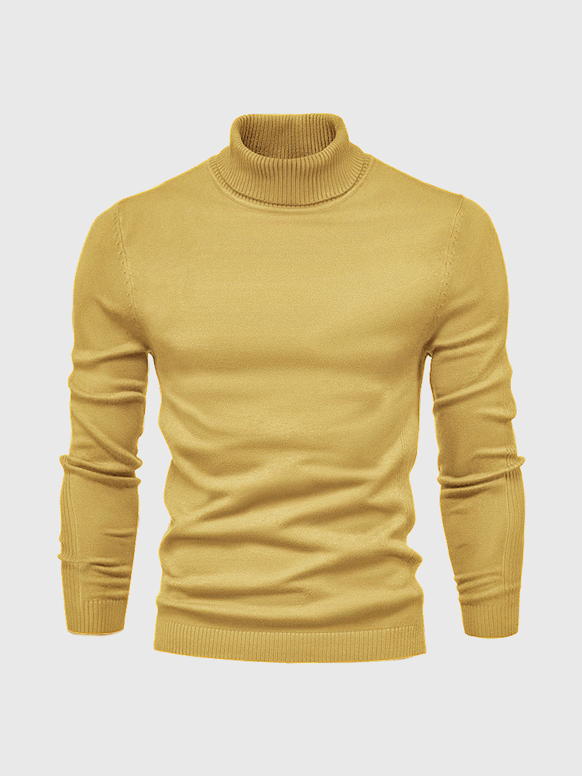 Rollkragenpullover – Schmal geschnitten – Rollkragen – Strickpullover – Herrenpullover-Gelb-S-Chaps Herrenmode