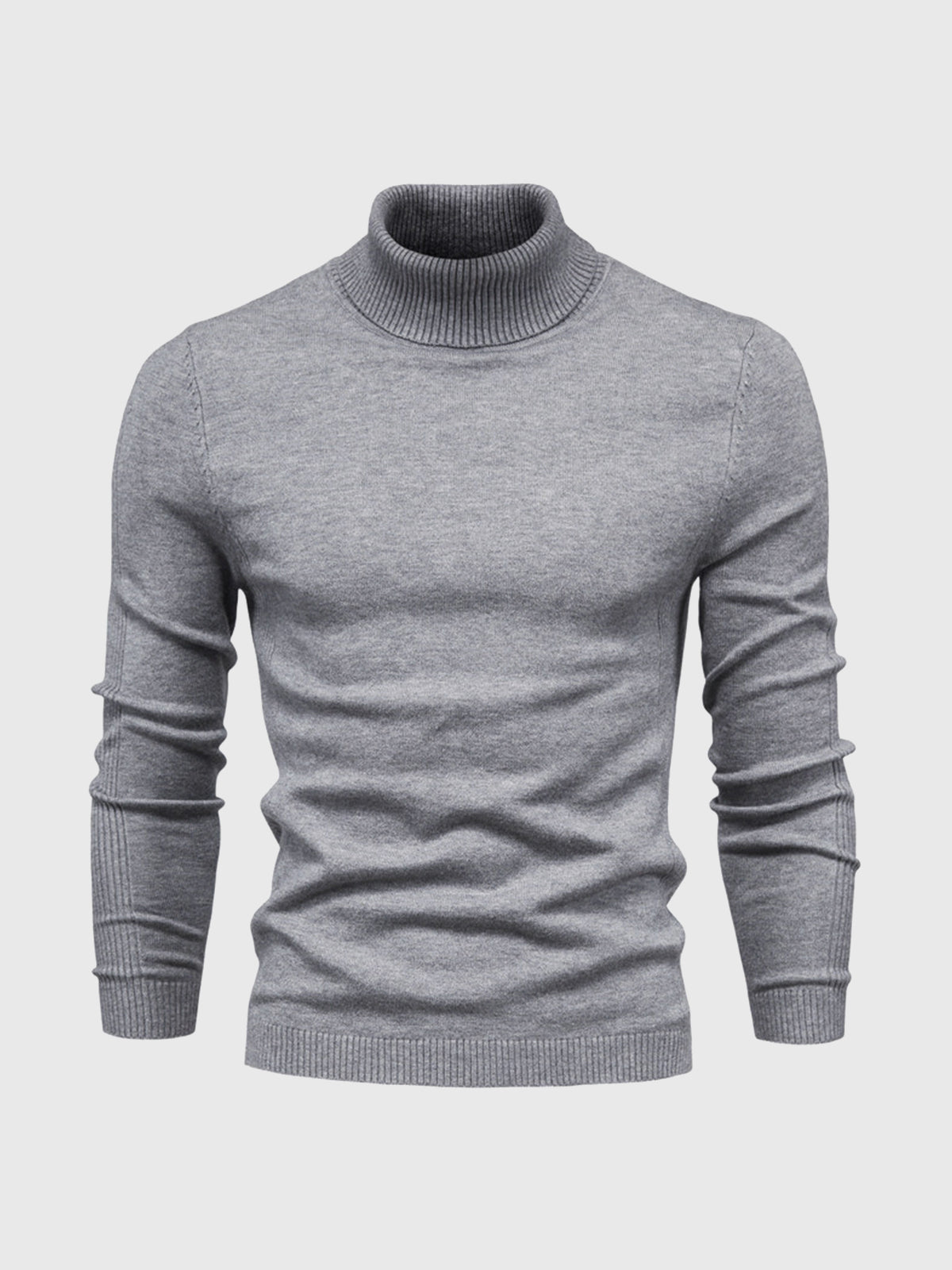 Rollkragenpullover – Schmal geschnitten – Rollkragen – Strickpullover – Herrenpullover-Grau-S-Chaps Herrenmode