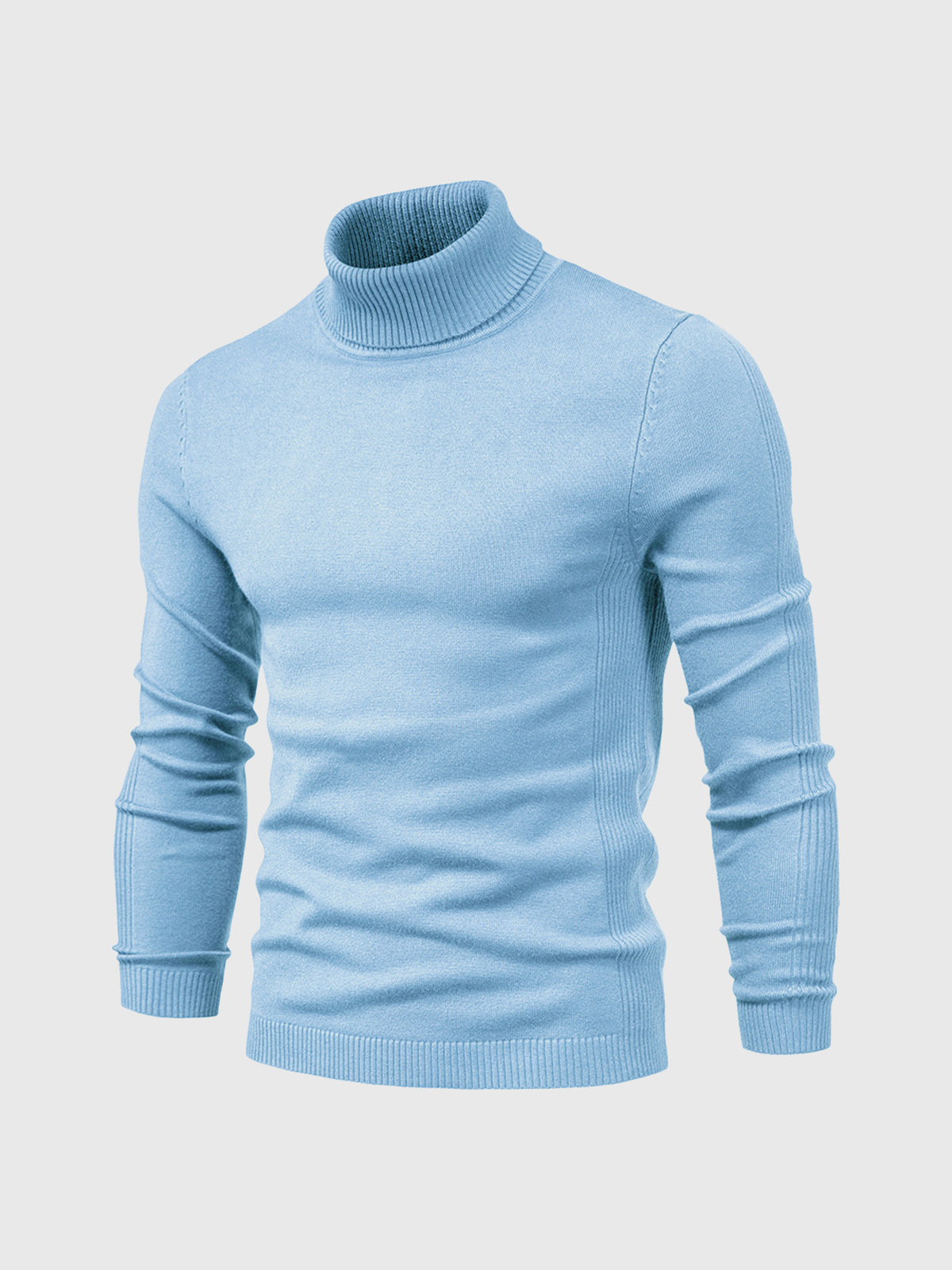 Rollkragenpullover – Schmal geschnitten – Rollkragen – Strickpullover – Herrenpullover-Hellblau-S-Chaps Herrenmode