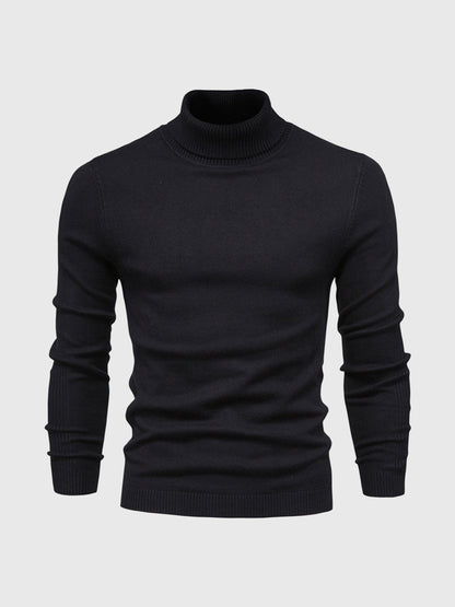 Rollkragenpullover – Schmal geschnitten – Rollkragen – Strickpullover – Herrenpullover-Schwarz-S-Chaps Herrenmode