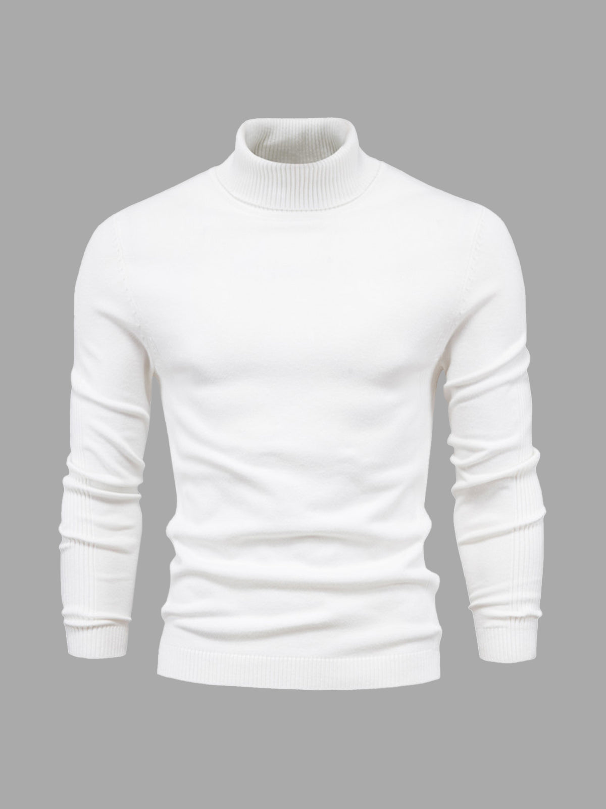 Rollkragenpullover – Schmal geschnitten – Rollkragen – Strickpullover – Herrenpullover-Weiß-S-Chaps Herrenmode