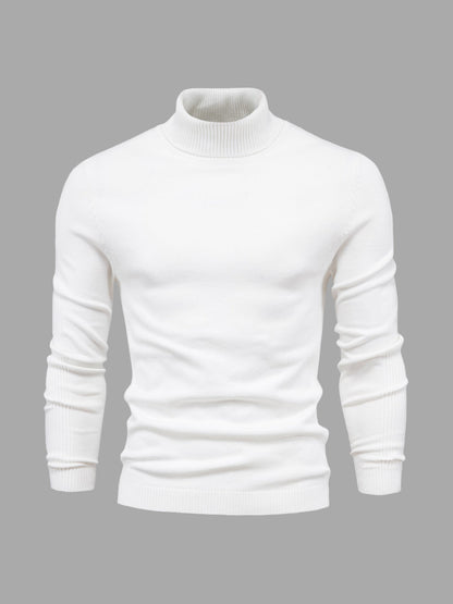 Rollkragenpullover – Schmal geschnitten – Rollkragen – Strickpullover – Herrenpullover-Weiß-S-Chaps Herrenmode