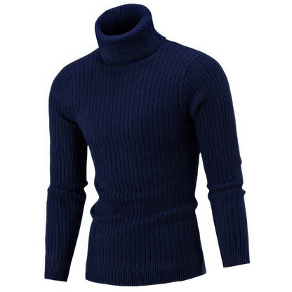 Rollkragenpullover – Slim Fit – Rollkragen – Strickpullover – Herrenpullover-Blau-S-Chaps Herrenmode