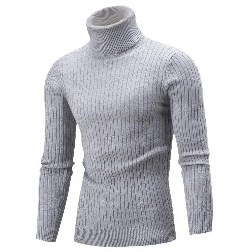 Rollkragenpullover – Slim Fit – Rollkragen – Strickpullover – Herrenpullover-Grau-S-Chaps Herrenmode