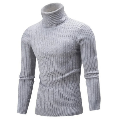 Rollkragenpullover – Slim Fit – Rollkragen – Strickpullover – Herrenpullover-Grau-S-Chaps Herrenmode