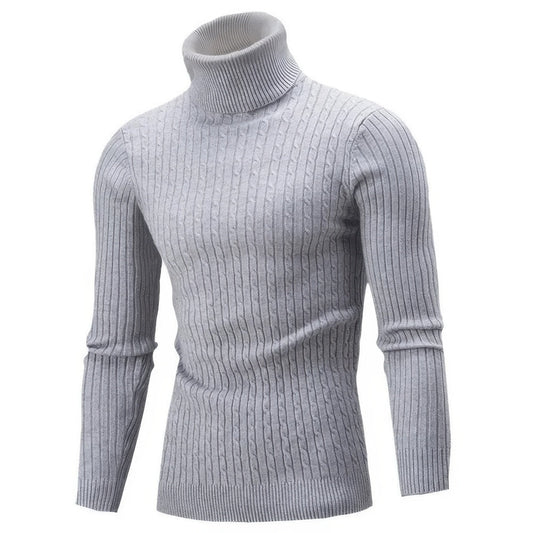 Rollkragenpullover – Slim Fit – Rollkragen – Strickpullover – Herrenpullover-Grau-S-Chaps Herrenmode