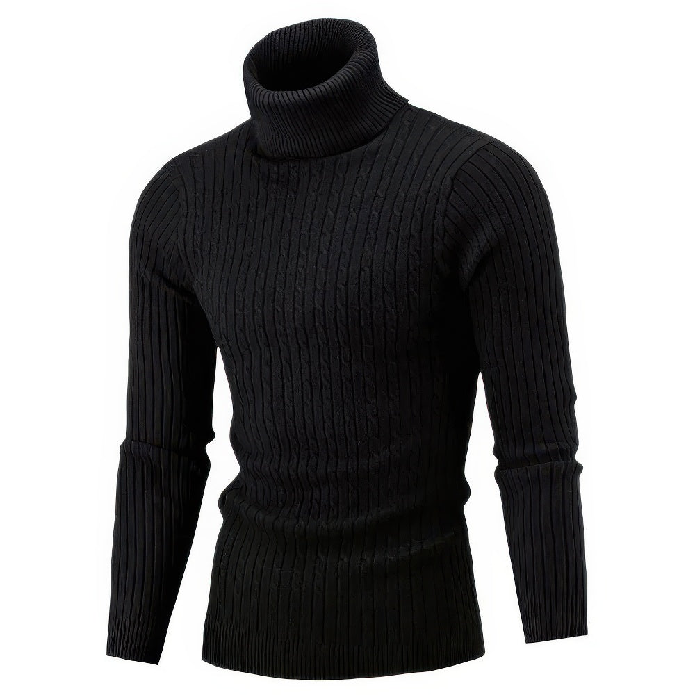 Rollkragenpullover – Slim Fit – Rollkragen – Strickpullover – Herrenpullover-Schwarz-S-Chaps Herrenmode