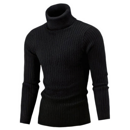Rollkragenpullover – Slim Fit – Rollkragen – Strickpullover – Herrenpullover-Schwarz-S-Chaps Herrenmode