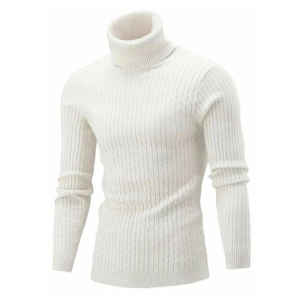 Rollkragenpullover – Slim Fit – Rollkragen – Strickpullover – Herrenpullover-Weiß-S-Chaps Herrenmode