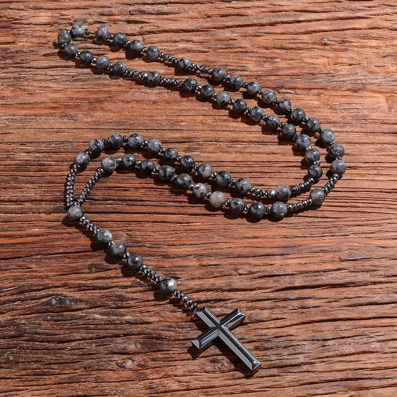Rosenkranz Kette Herren | Kreuz | Tigerauge und Lapislazuli-Chaps Herrenmode