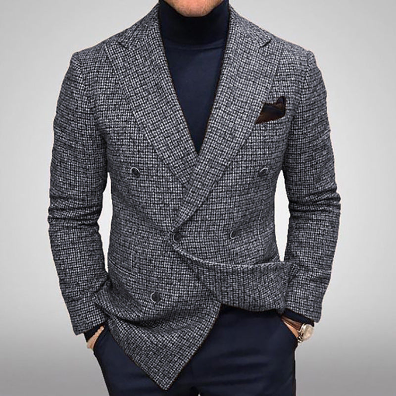 Sakko | Zweireiher | Maßgeschneidert | Blazer | Herrenjacken-Grau-S-Chaps Herrenmode