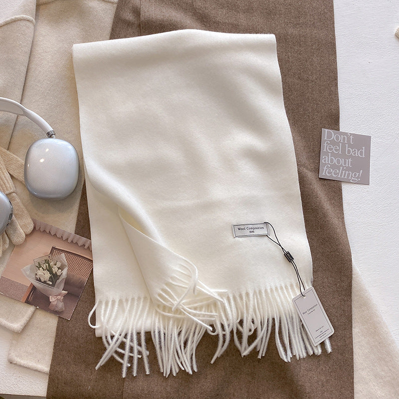Schal mit Fransen | Weich | Einfarbig | Winterschal-Beige-Chaps Herrenmode