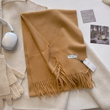 Schal mit Fransen | Weich | Einfarbig | Winterschal-Camel-Chaps Herrenmode