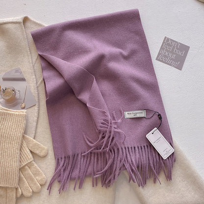 Schal mit Fransen | Weich | Einfarbig | Winterschal-Helllila-Chaps Herrenmode