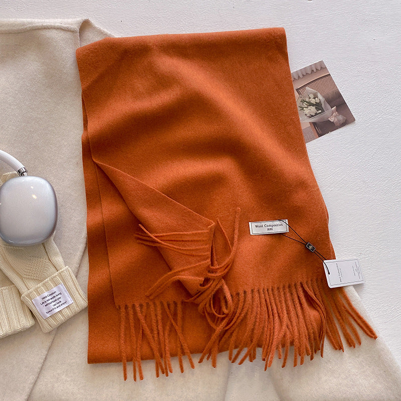 Schal mit Fransen | Weich | Einfarbig | Winterschal-Orange-Chaps Herrenmode