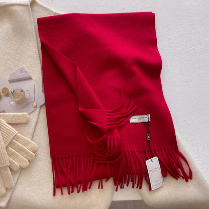 Schal mit Fransen | Weich | Einfarbig | Winterschal-Rot-Chaps Herrenmode