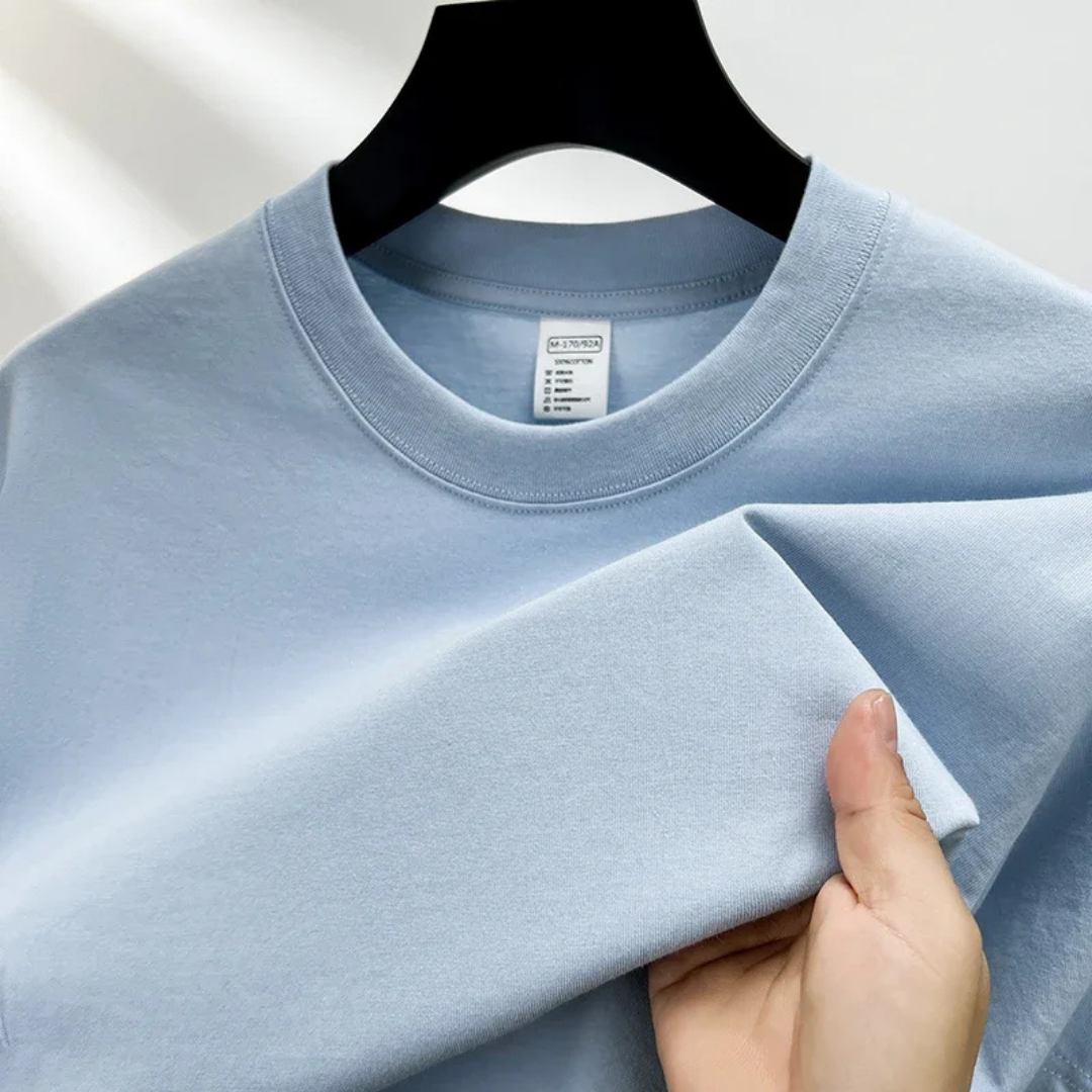 Schlichtes T-Shirt - Lässiges T-Shirt mit Rundhalsausschnitt für Männer-Blau-S-Chaps Herrenmode