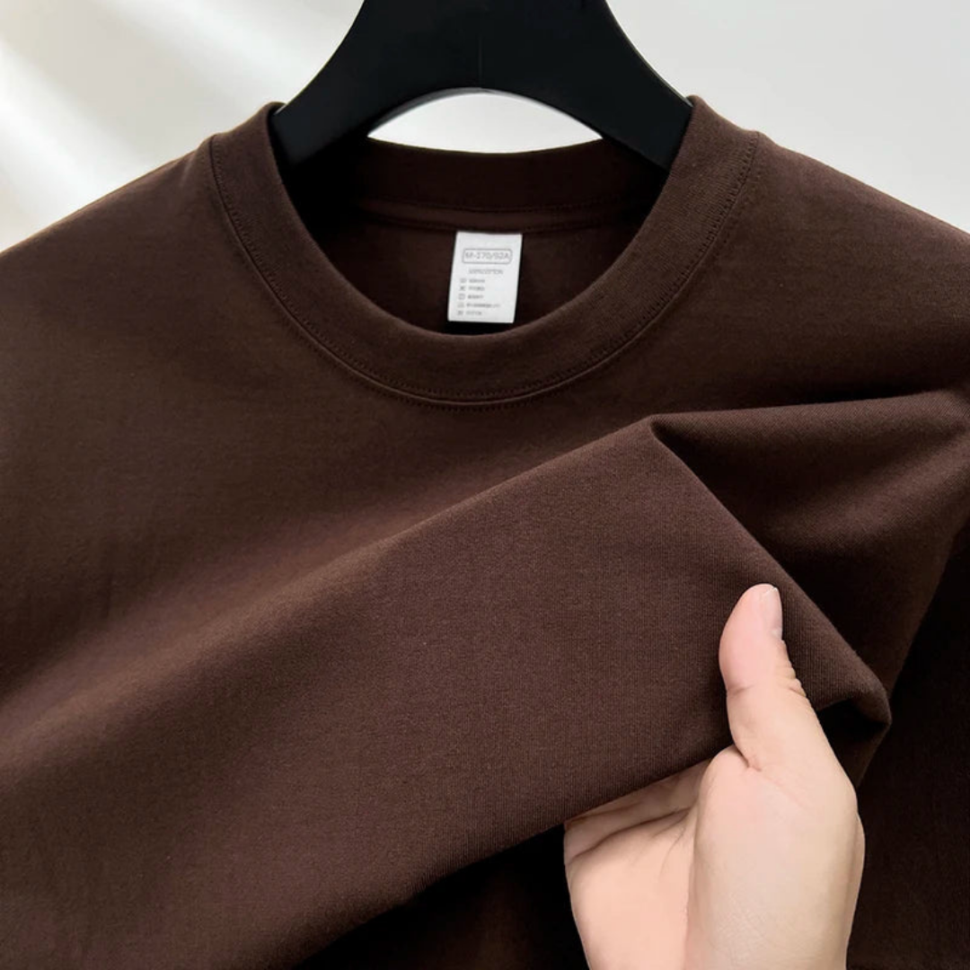 Schlichtes T-Shirt - Lässiges T-Shirt mit Rundhalsausschnitt für Männer-Braun-S-Chaps Herrenmode