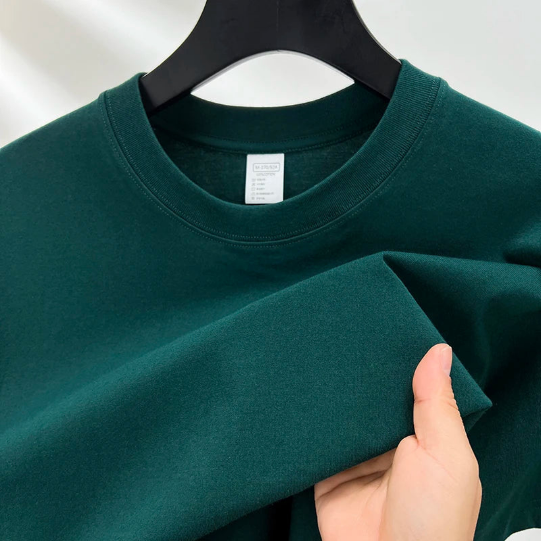 Schlichtes T-Shirt - Lässiges T-Shirt mit Rundhalsausschnitt für Männer-Grün-S-Chaps Herrenmode