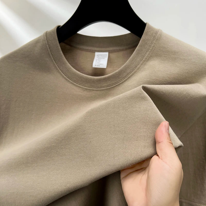 Schlichtes T-Shirt - Lässiges T-Shirt mit Rundhalsausschnitt für Männer-Khaki-S-Chaps Herrenmode