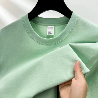 Schlichtes T-Shirt - Lässiges T-Shirt mit Rundhalsausschnitt für Männer-Mintgrün-S-Chaps Herrenmode