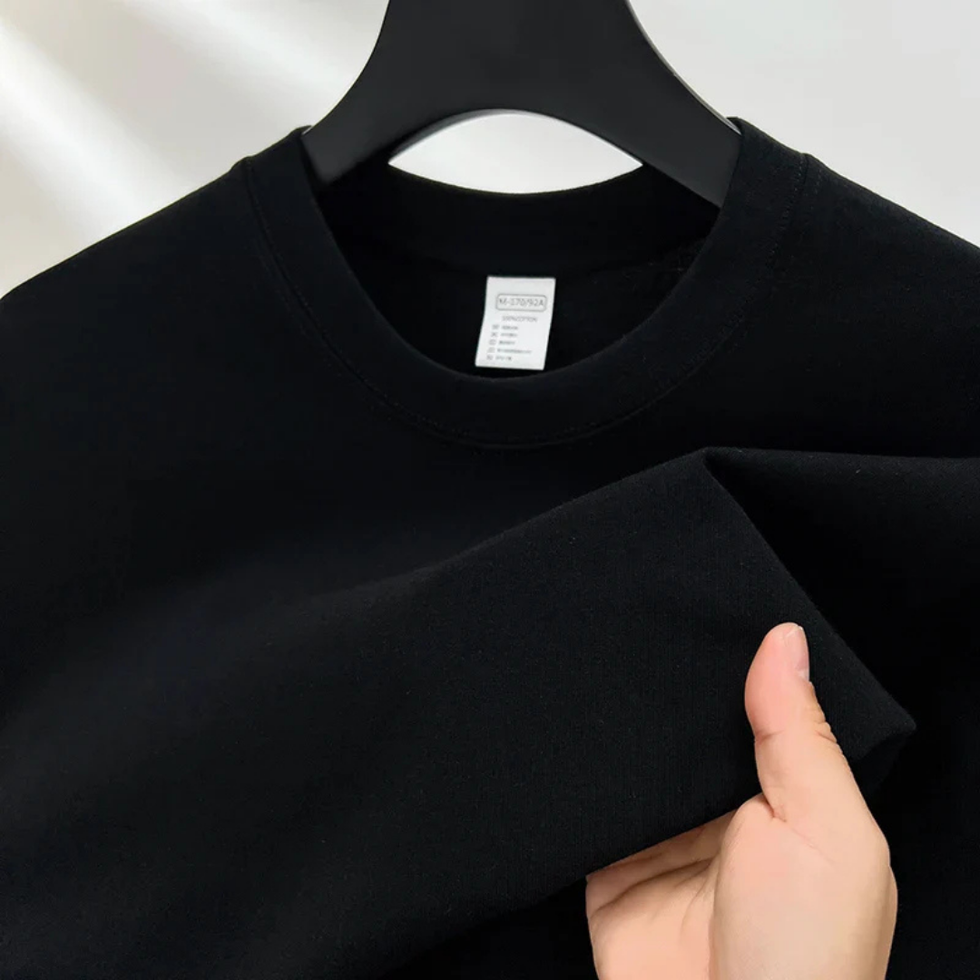 Schlichtes T-Shirt - Lässiges T-Shirt mit Rundhalsausschnitt für Männer-Schwarz-S-Chaps Herrenmode