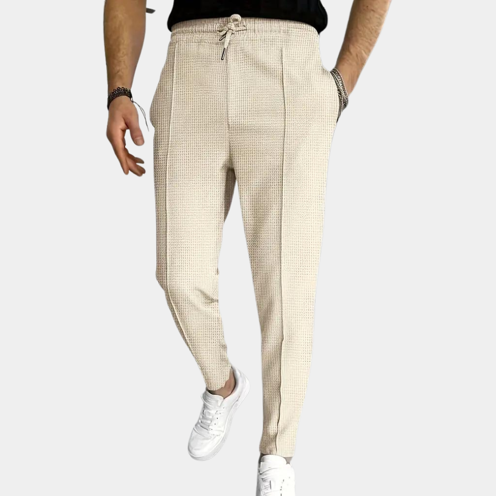 Schmal geschnittene Jogginghosen - Skinny Jogginghose für Männer mit elastischem Bund und Kordelzug-Khaki-S-Chaps Herrenmode