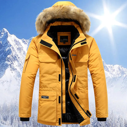 Schneejacke - Warm - mit Kapuze - Winterparka - Winterjacke für Männer-Gelb-XS-Chaps Herrenmode