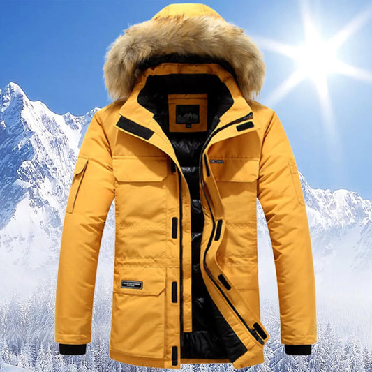 Schneejacke - Warm - mit Kapuze - Winterparka - Winterjacke für Männer-Gelb-XS-Chaps Herrenmode