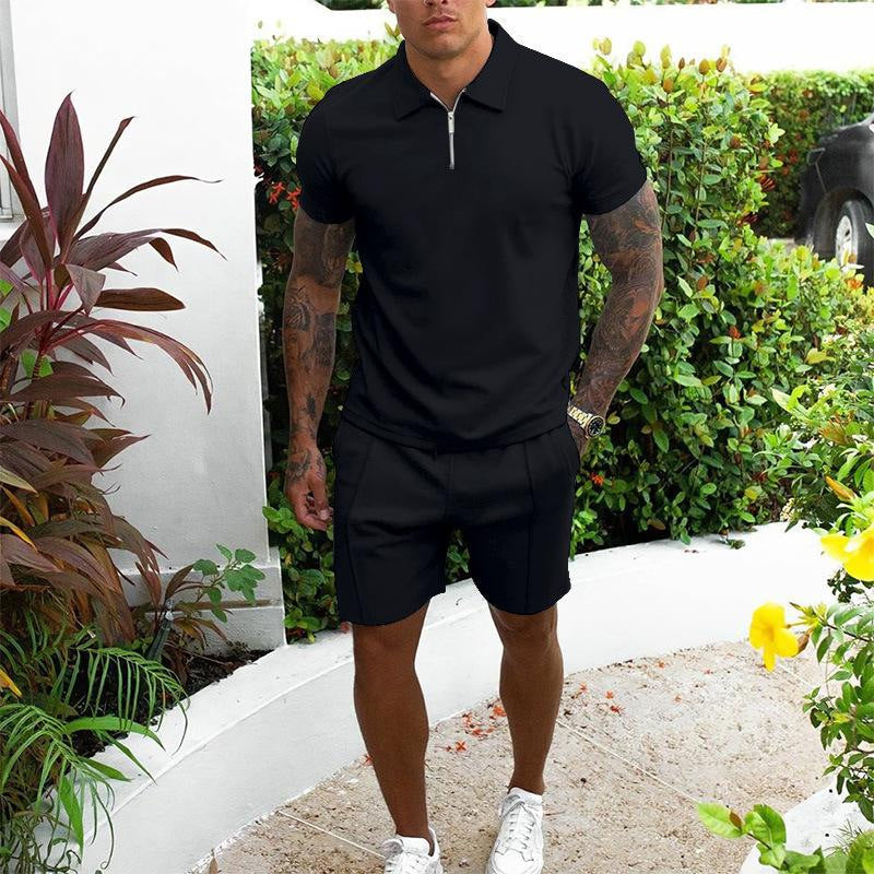 Shorts und Shirt Set | Quarter Zip | Kurzarm | Zweiteiliges Set | Herren Sommerkleidung-Chaps Herrenmode