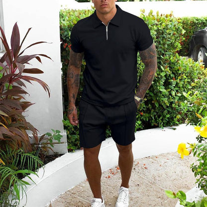 Shorts und Shirt Set | Quarter Zip | Kurzarm | Zweiteiliges Set | Herren Sommerkleidung-Chaps Herrenmode