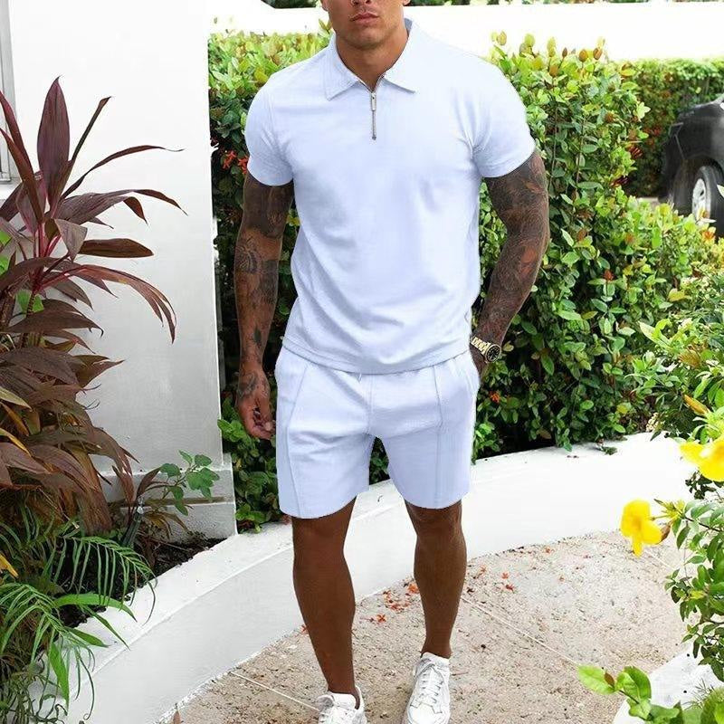 Shorts und Shirt Set | Quarter Zip | Kurzarm | Zweiteiliges Set | Herren Sommerkleidung-Chaps Herrenmode