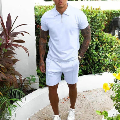 Shorts und Shirt Set | Quarter Zip | Kurzarm | Zweiteiliges Set | Herren Sommerkleidung-Chaps Herrenmode