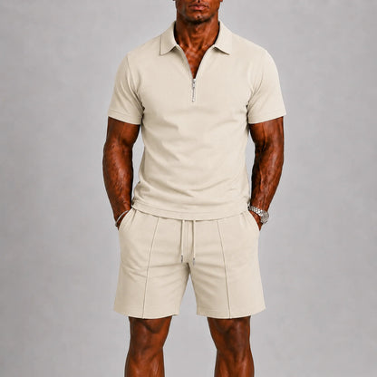 Shorts und Shirt Set | Quarter Zip | Kurzarm | Zweiteiliges Set | Herren Sommerkleidung-Chaps Herrenmode