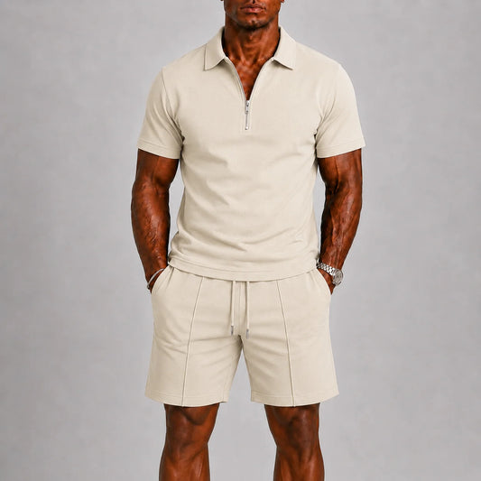 Shorts und Shirt Set | Quarter Zip | Kurzarm | Zweiteiliges Set | Herren Sommerkleidung-Chaps Herrenmode