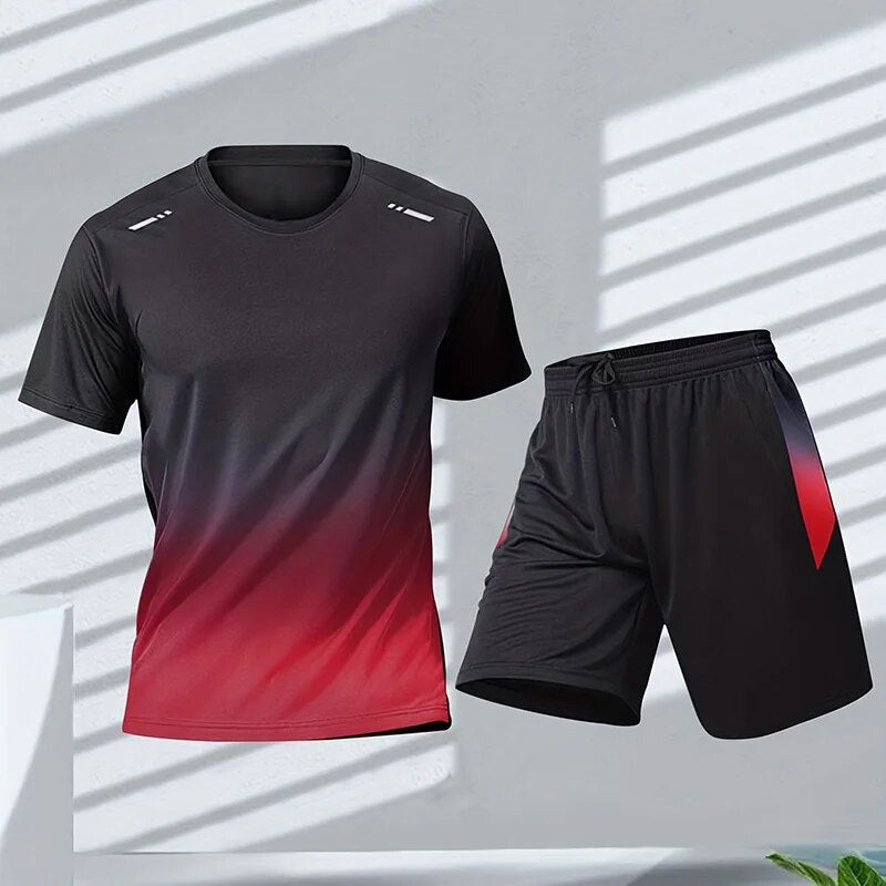 Shorts und T-Shirt Set - Schnell trocknend - Workout - Activewear Set - Sportbekleidung für Männer-Chaps Herrenmode