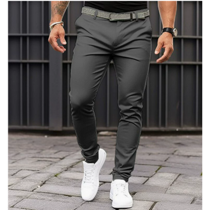Skinny Chinos - Herren Stretch-Chinohosen mit schmaler Passform-Dunkelgrau-S-Chaps Herrenmode