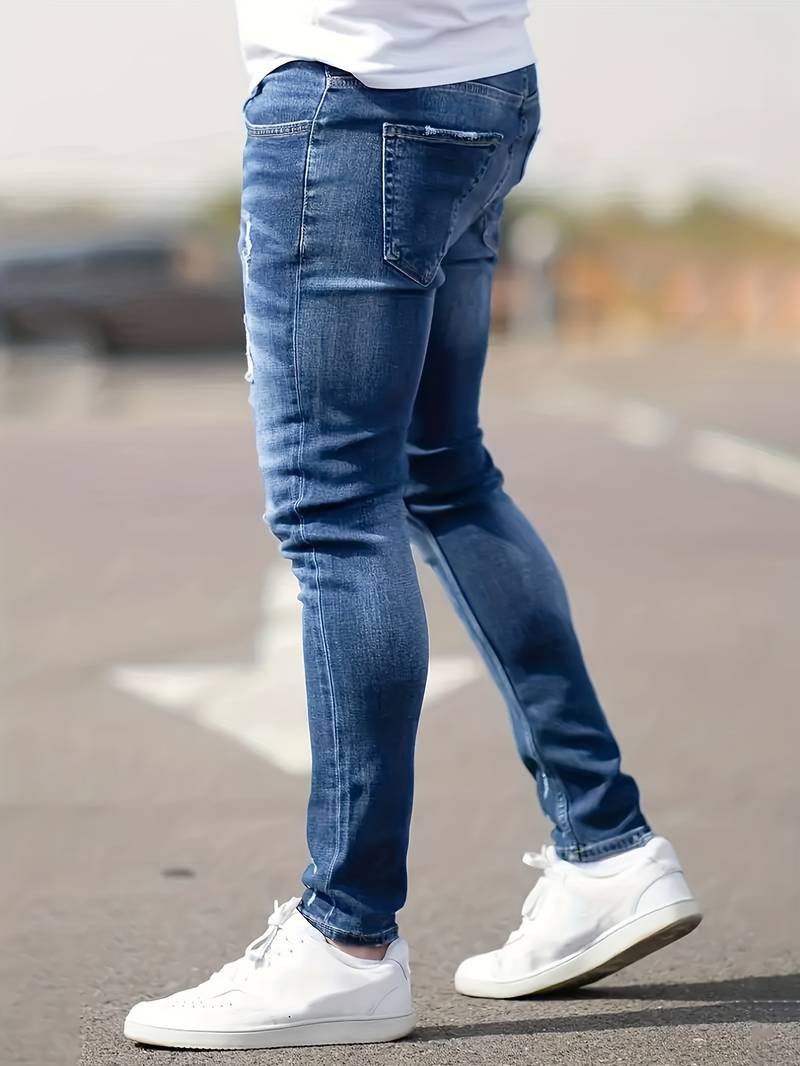 Skinny Jeans – Blau – Schmaler Schnitt – Zerrissene Jeans – Herrenjeans-Chaps Herrenmode