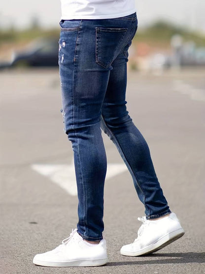 Skinny Jeans – Blau – Schmaler Schnitt – Zerrissene Jeans – Herrenjeans-Chaps Herrenmode