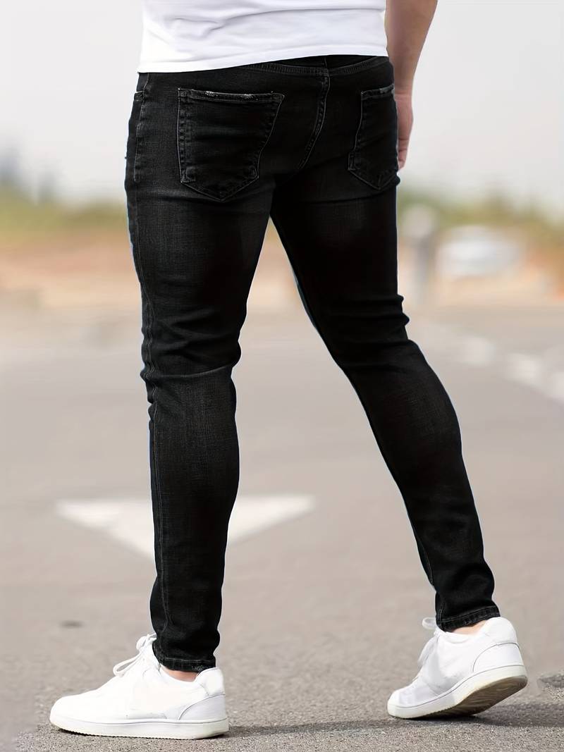 Skinny Jeans – Blau – Schmaler Schnitt – Zerrissene Jeans – Herrenjeans-Chaps Herrenmode