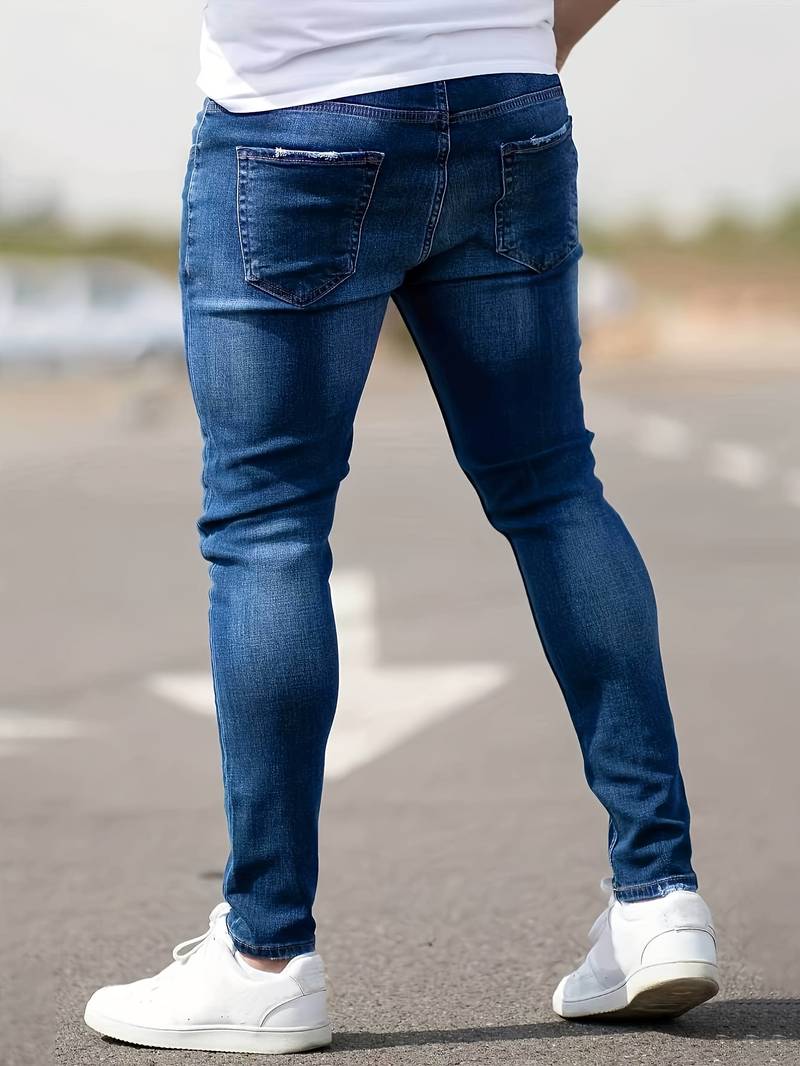 Skinny Jeans – Blau – Schmaler Schnitt – Zerrissene Jeans – Herrenjeans-Chaps Herrenmode