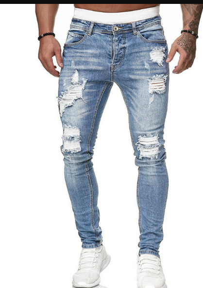 Skinny Jeans – Blau – Schmaler Schnitt – Zerrissene Jeans – Herrenjeans-Graphitfarbe-XS-Chaps Herrenmode