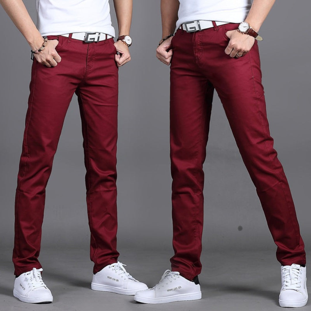 Skinny Jeans – Stretch-Jeans für Herren mit schmaler Passform-Rot-28-Chaps Herrenmode