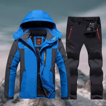 Skiset – mit Kapuze – Outdoor – Set aus Skijacke und -hose – Winterkleidung für Männer-Blau-M-Chaps Herrenmode