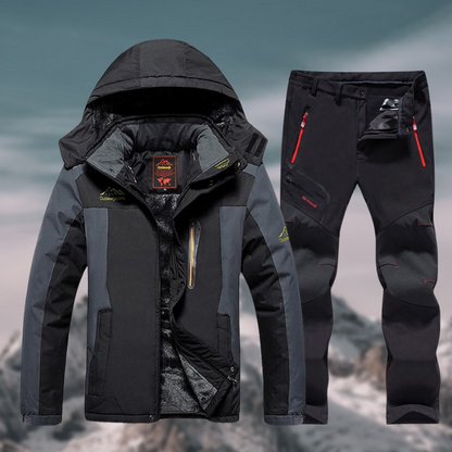Skiset – mit Kapuze – Outdoor – Set aus Skijacke und -hose – Winterkleidung für Männer-Schwarz-M-Chaps Herrenmode