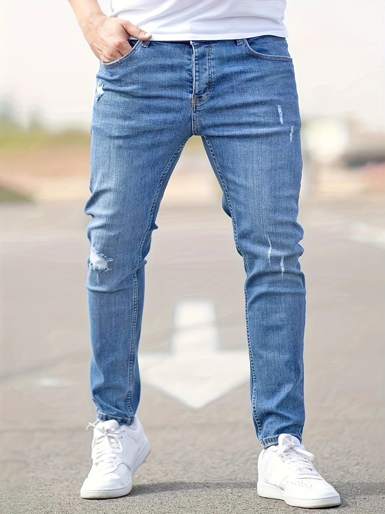 Slim-Fit-Jeans | Stretch | Rissig | Skinny-Jeans | Herrenjeans-Blau-XS-Chaps Herrenmode