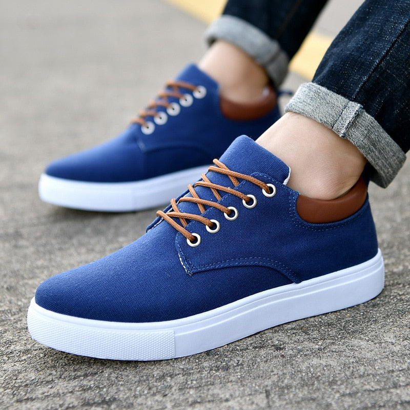 Slip-on Sneakers - Herren Casual Freizeit Canvas Sneakers-Blau-39-Chaps Herrenmode