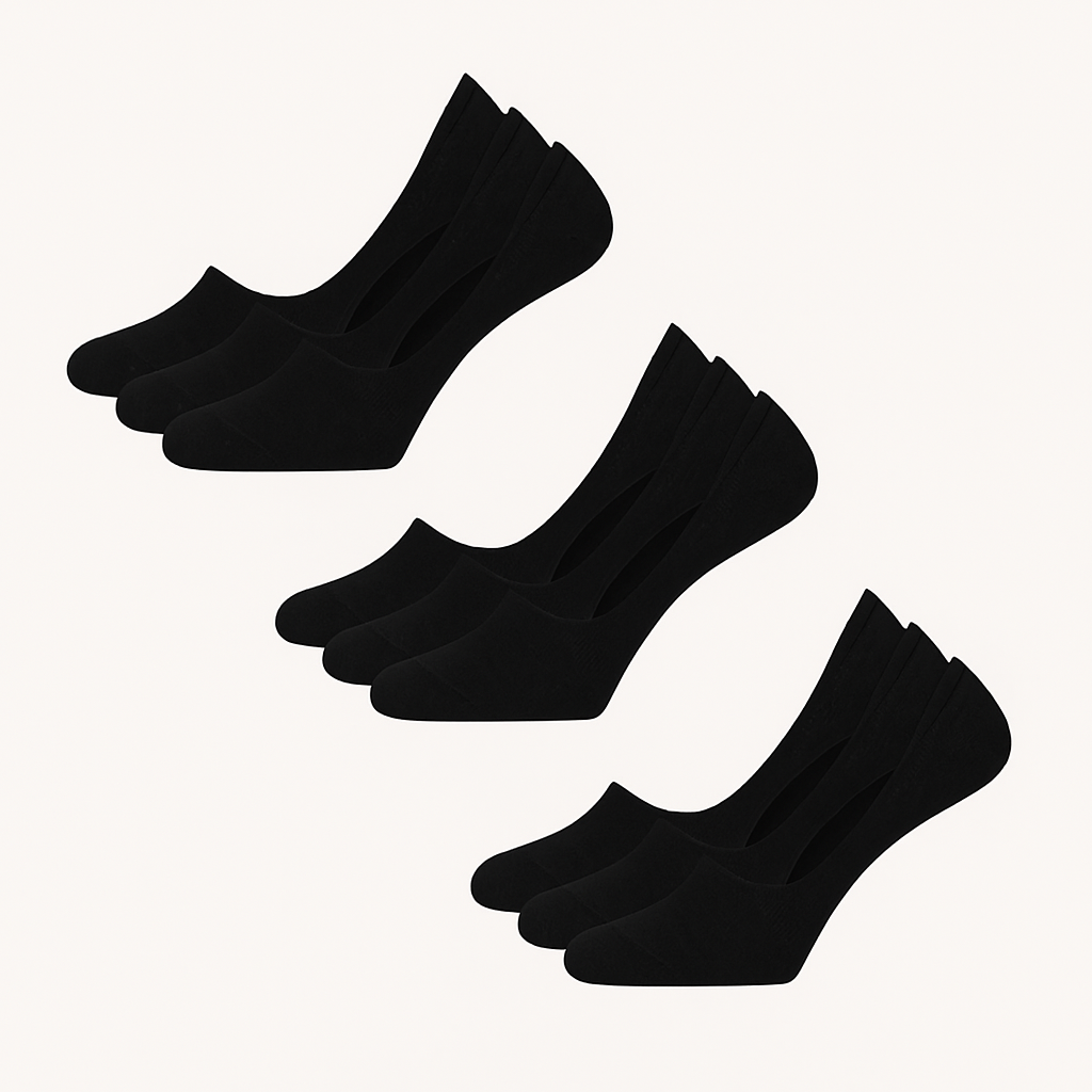 Sneaker Socken Herren | Füßlinge | 9er Pack | Anti Rutsch-Schwarz-S (EU 35-38)-Chaps Herrenmode